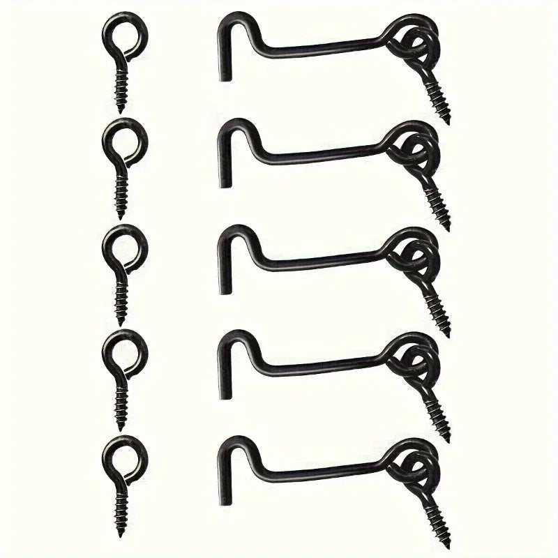 Cabin Hook & Eye Door Gate Latch with Screws – Carbon Steel Door Hook Latch Babs