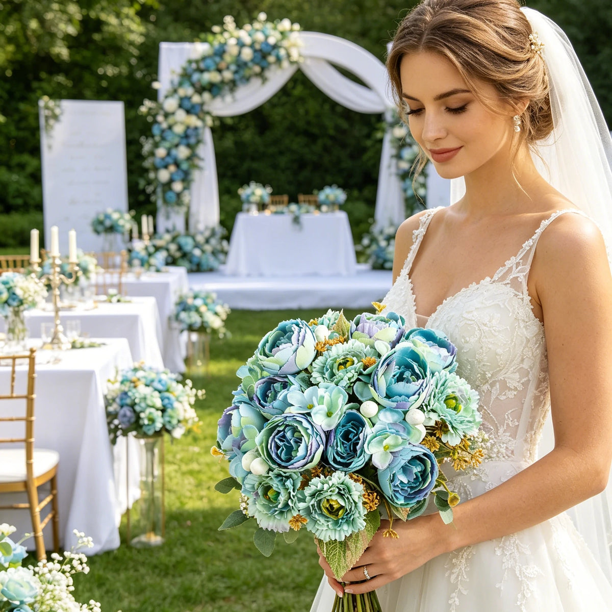 Silk Artificial Rose Bouquet – Wedding & Home Decor Flowers Artificial Flower Bouquet Babs