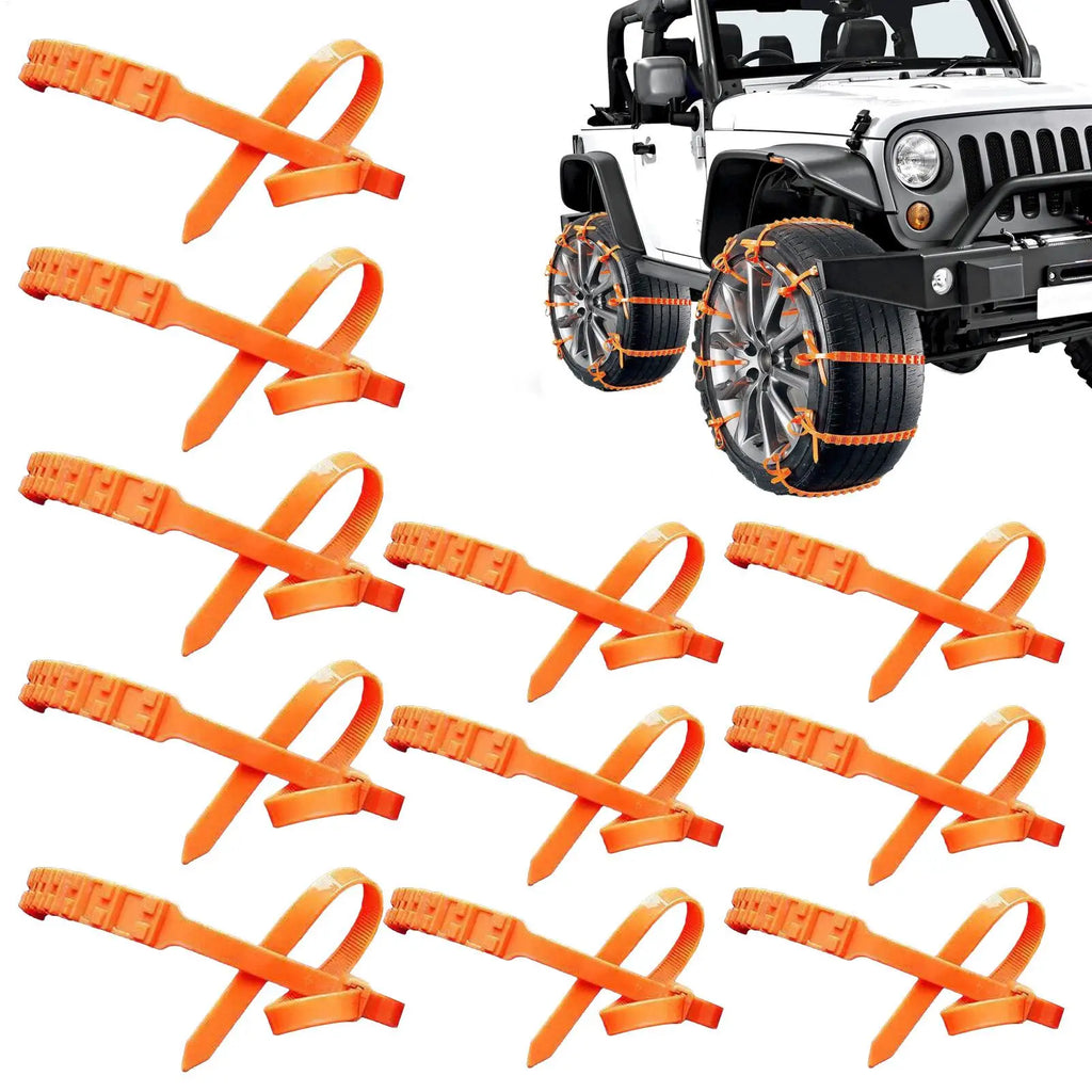 Anti-Skid Snow Tire Chains – Universal 13–22" Fit, 10-Pack Snow Tire Chains Babs