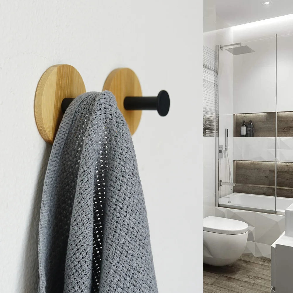 Natural Wood Wall Hook – Coat, Key, Towel & Robe Organizer Wall-Mounted Hook Babs
