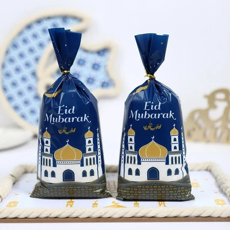 100pcs Eid Mubarak Candy Bags – Ramadan Party Gift Supplies Party Gift Bags Babs