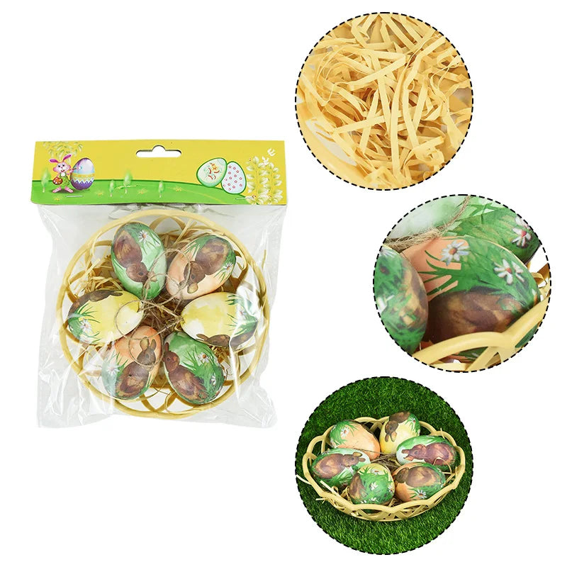 6-Piece Easter Foam Egg & Rabbit Hanging Ornaments Set Easter Hanging Ornaments Babs