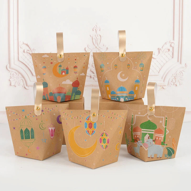 5/10Pcs Eid Mubarak Candy Gift Boxes | Ramadan 2026 Party Supplies Holiday Gift Box Babs