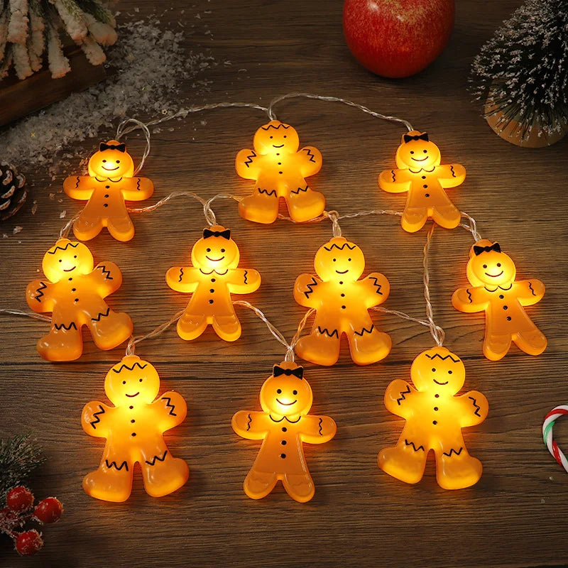 Gingerbread Man LED String Lights – Xmas Tree Ornaments LED String Lights Babs Style1