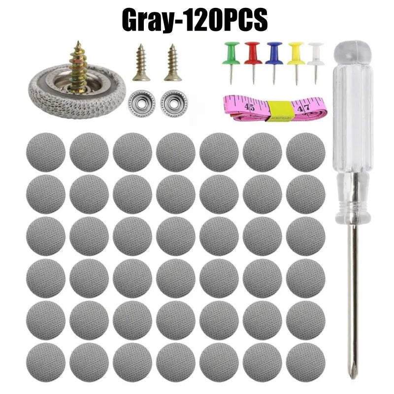 Car Headliner Repair Buckle & Fabric Rivet Screw Set 20–120 Pc Headliner Repair Kit Babs Gray-120PCS