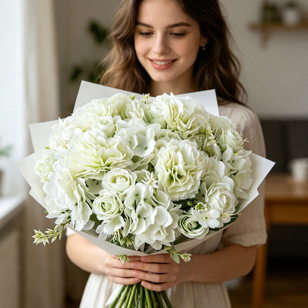 Silk Artificial Carnation Rose Bouquet | Wedding & Home Decor Artificial Flower Bouquet Babs