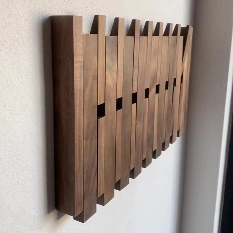 Double Row Solid Wood Wall Coat Rack – 8 Hooks, Oak & Walnut Wall Coat Rack Babs