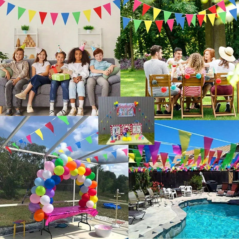 Colorful Triangle Pennant Banner Flags | Party Garland 100-500 Pcs Party Flag Garland Babs