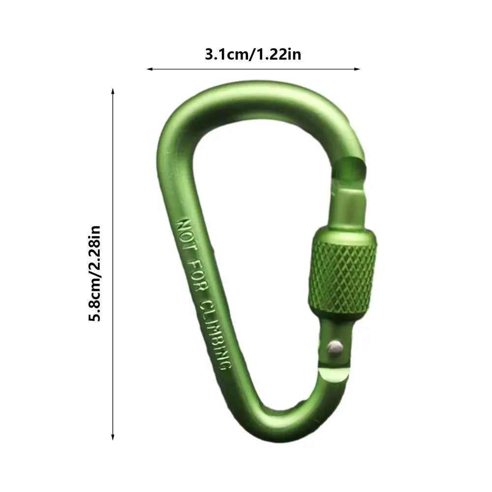 D-Shape Aluminum Carabiner Clip & Paracord Tensioner | Camping Carabiner Clip Babs Green
