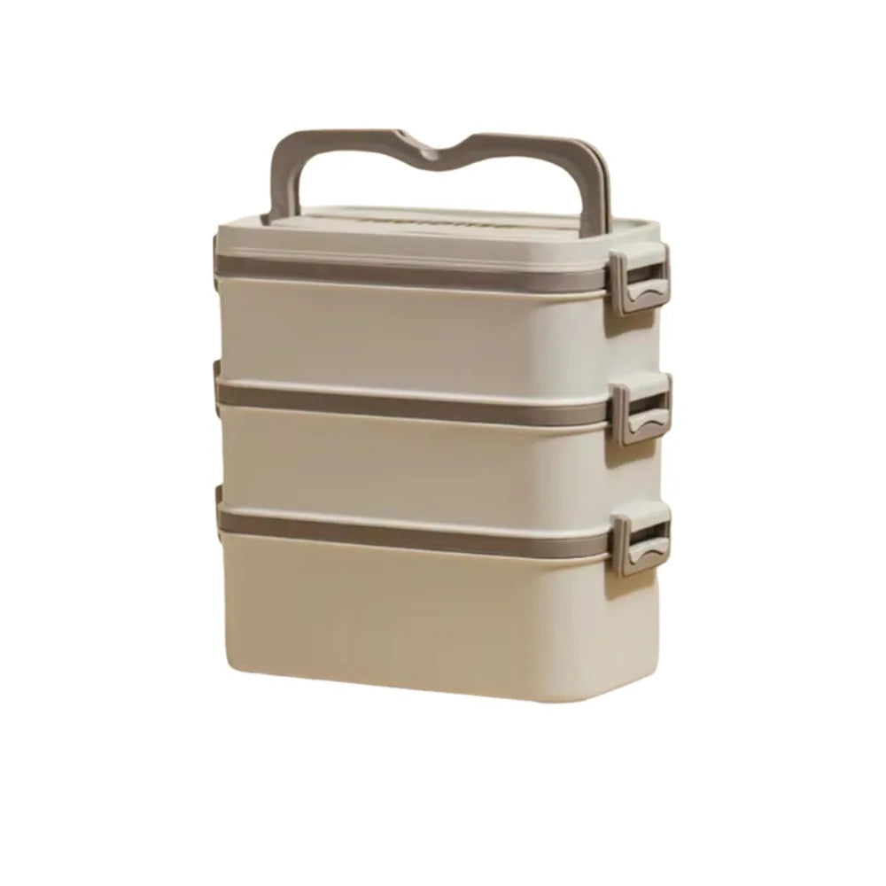Stainless Steel Multi-Layer Lunch Box – Leak-Proof & Microwaveable Lunch Box Babs Beige 3 Layer