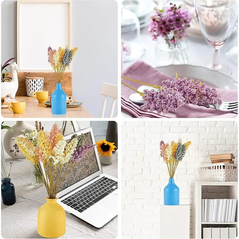 6-Piece Artificial Wheat Berry Spike Bouquet – Wedding Home Decor Artificial Floral Stems Babs