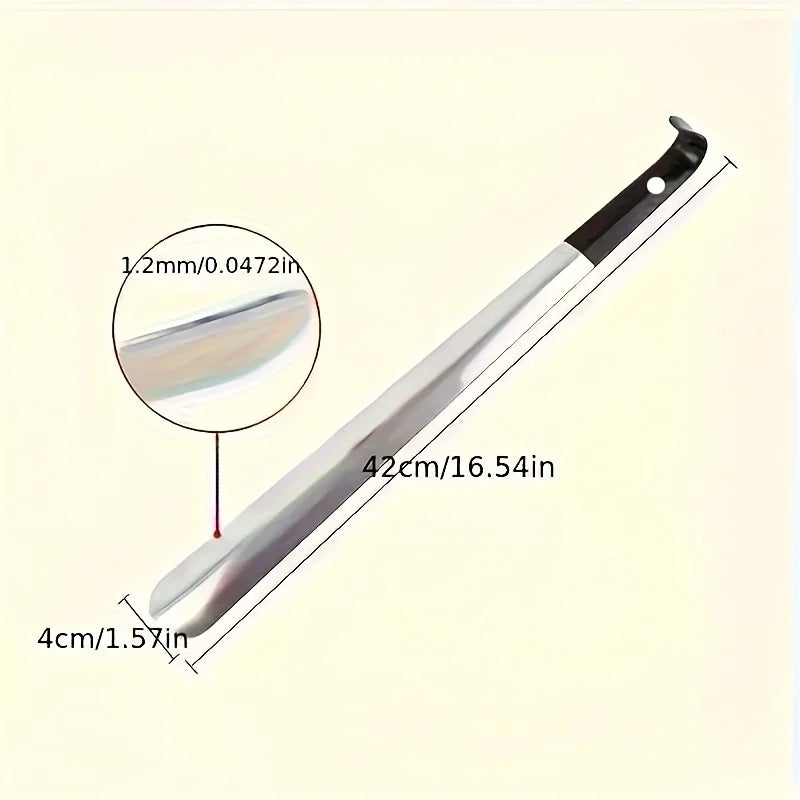 Extra Long 42cm Stainless Steel Shoe Horn – Non-Slip Grip Long Shoe Horn Babs 1pc