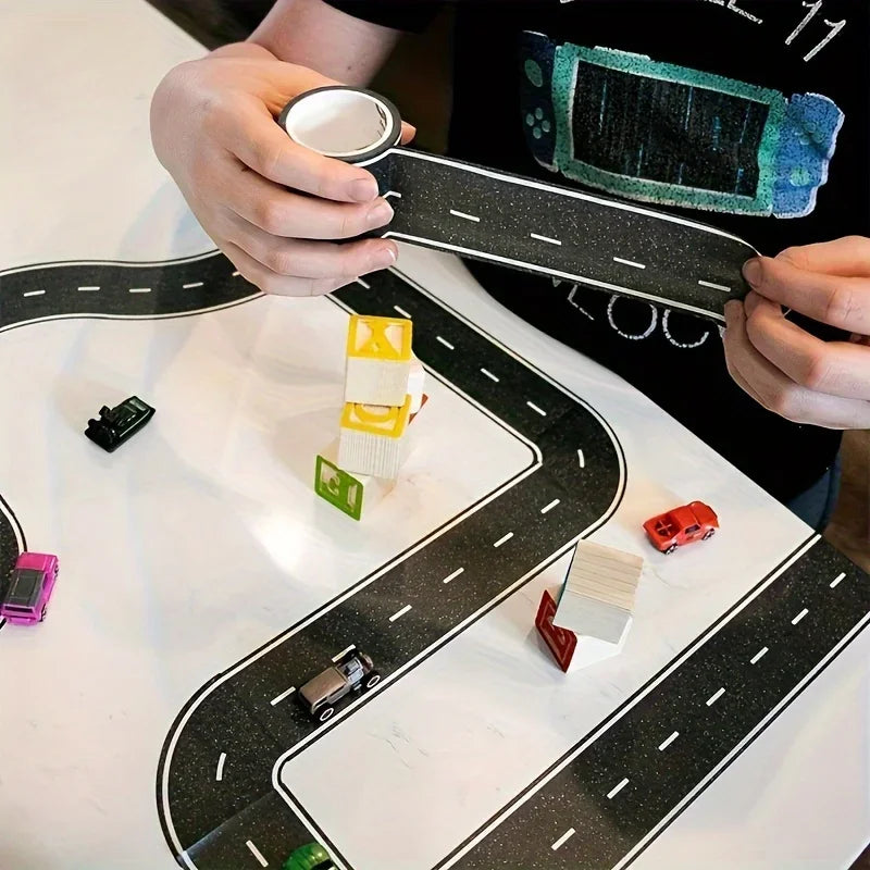 Reusable Cartoon Road Stickers – Black Race Track Party Tape Party Road Stickers Babs