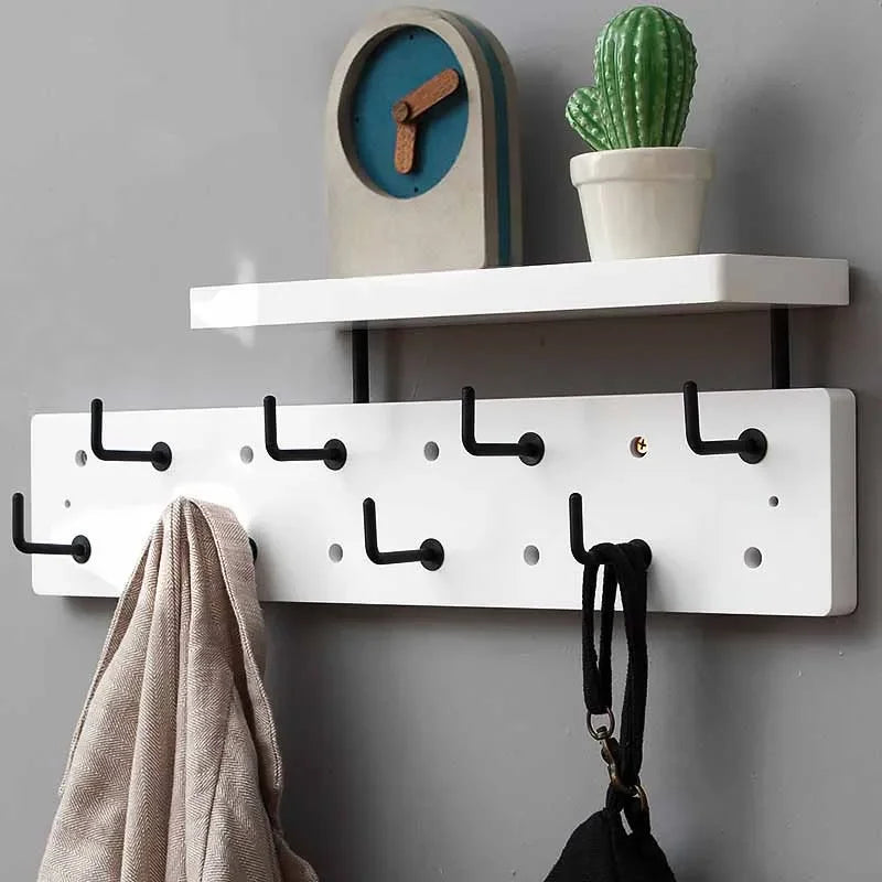 Wall Mounted Coat Rack with Shelf & 10 Hooks – Bamboo Wall Coat Rack Babs A-8 Hooks