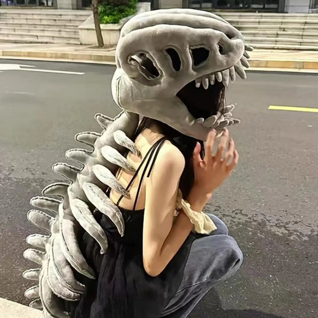 Dinosaur Skeleton Plush Costume – Kids & Adults Halloween Cosplay Halloween Costume Babs