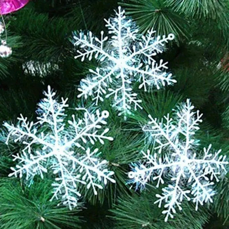 30pcs White Christmas Snowflake Tree Decorations Set Christmas Ornament Set Babs