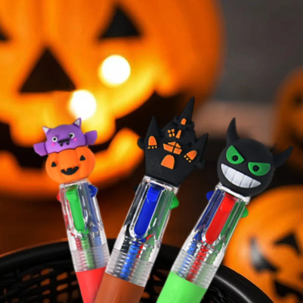 Halloween 4-in-1 Multicolor Ballpoint Pens – Pumpkin Bat Ghost Novelty Ballpoint Pens Babs