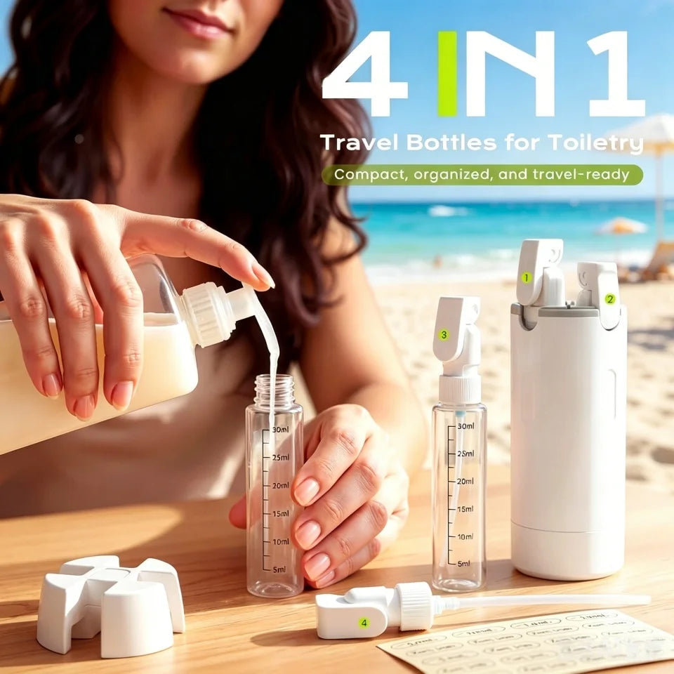 4-in-1 Leakproof Refillable Travel Bottles for Toiletries Travel Dispenser Bottles Babs