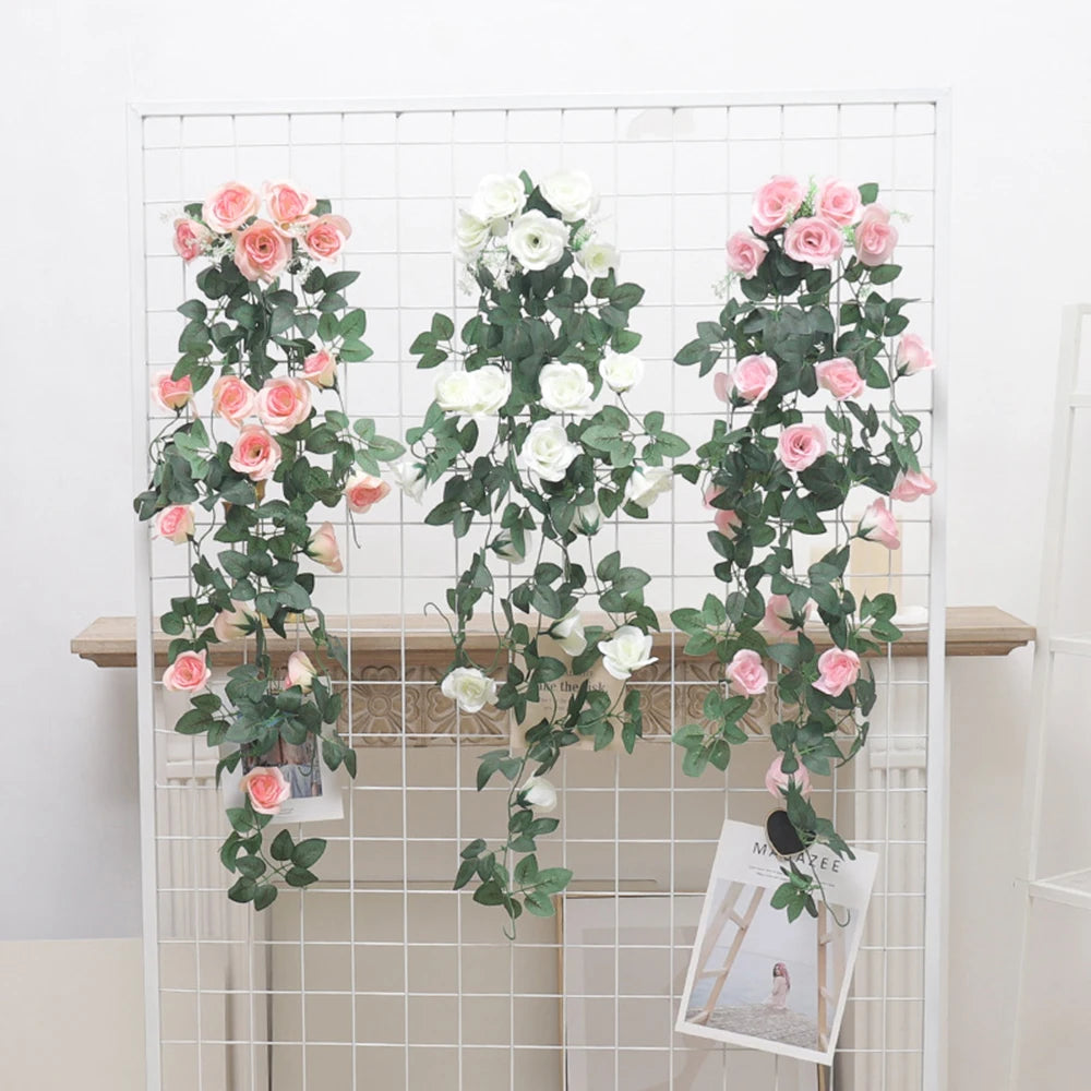 Artificial Silk Rose Vine Wall Hanging – Wedding & Home Décor Artificial Flower Vine Babs