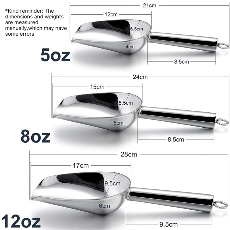 Stainless Steel Ice Scoop Set – 5, 8 & 12 oz | Bar & Kitchen Kitchen Ice Scoop Babs