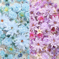 Silk Artificial Daisy Rose Peony Flower Heads – 10/50 Pcs Decor Artificial Flower Heads Babs Blue Purple 20Pcs