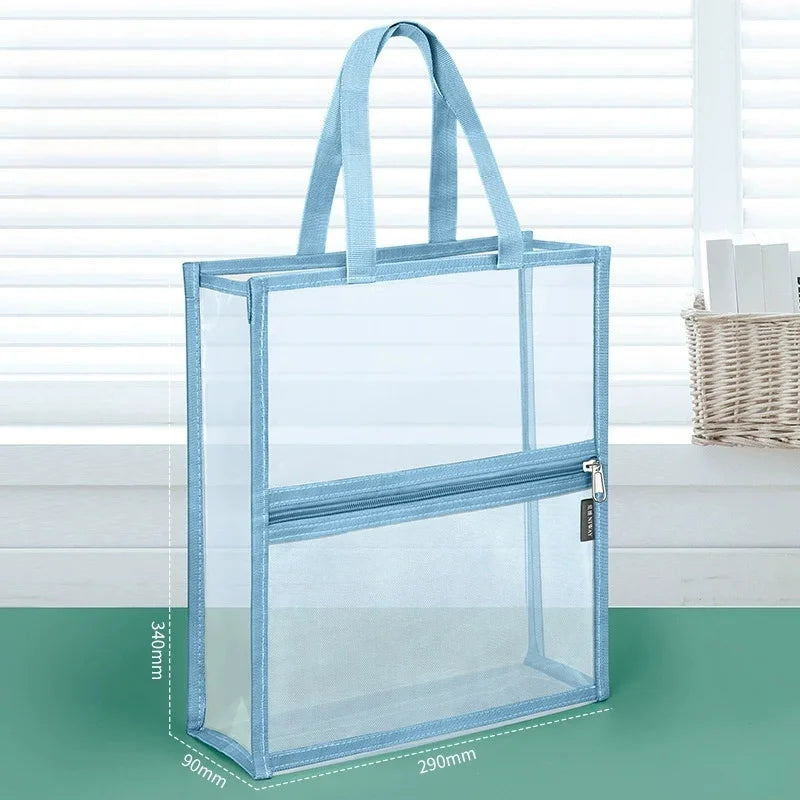 Transparent A4 File Bag – Waterproof Zipper Document Organizer Document Organizer Bag Babs Blue