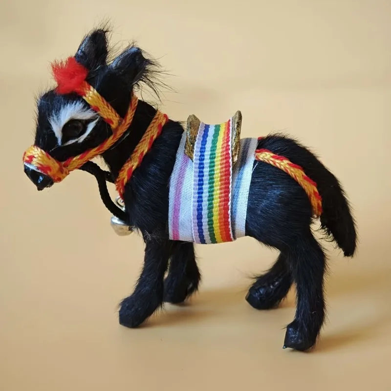 Cute Leather Donkey Figurine with Bells – Desk & Home Decor Decorative Figurine Babs