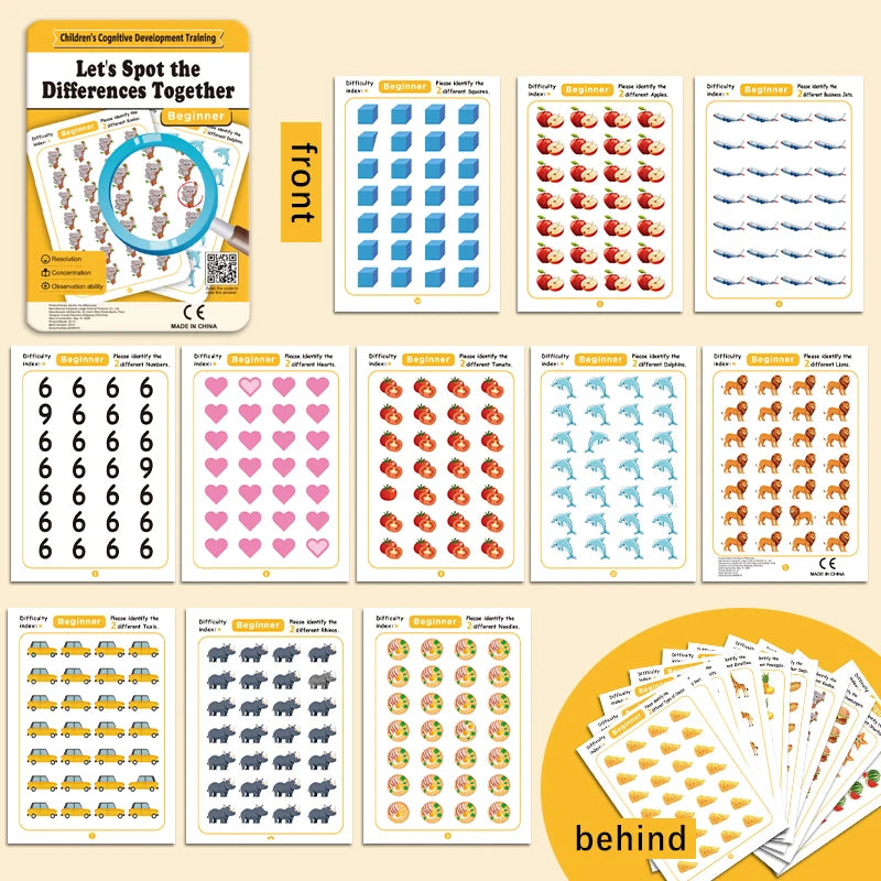 Find the Differences Reusable Erasable Kids Focus Game Cards Educational Game Cards Babs intermediate