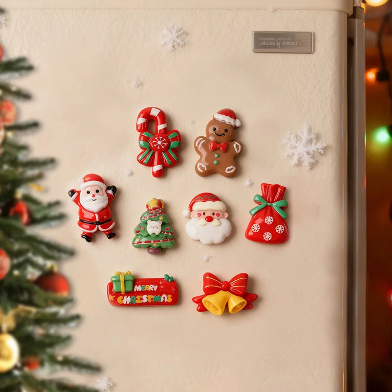 Resin Christmas Fridge Magnets – Santa, Snowman & Xmas Tree Set Christmas Fridge Magnets Babs