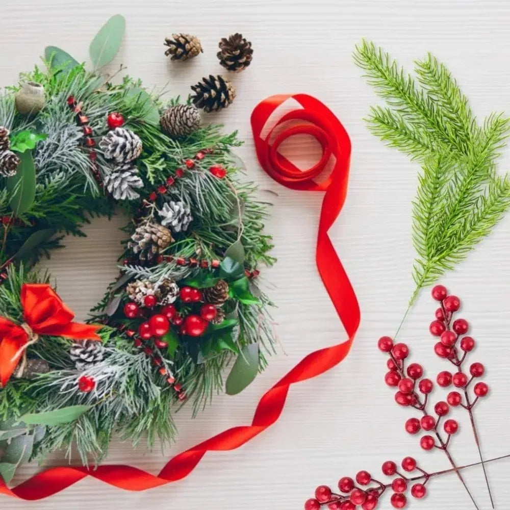 10Pcs Artificial Red Berry Holly Pine Branches – Christmas Decor Christmas Branch Decor Babs