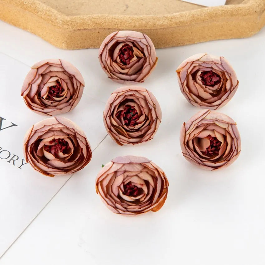 Silk Tea Rose Bud Artificial Flowers – Wedding & Home Décor Artificial Silk Flowers Babs Brown 10pcs