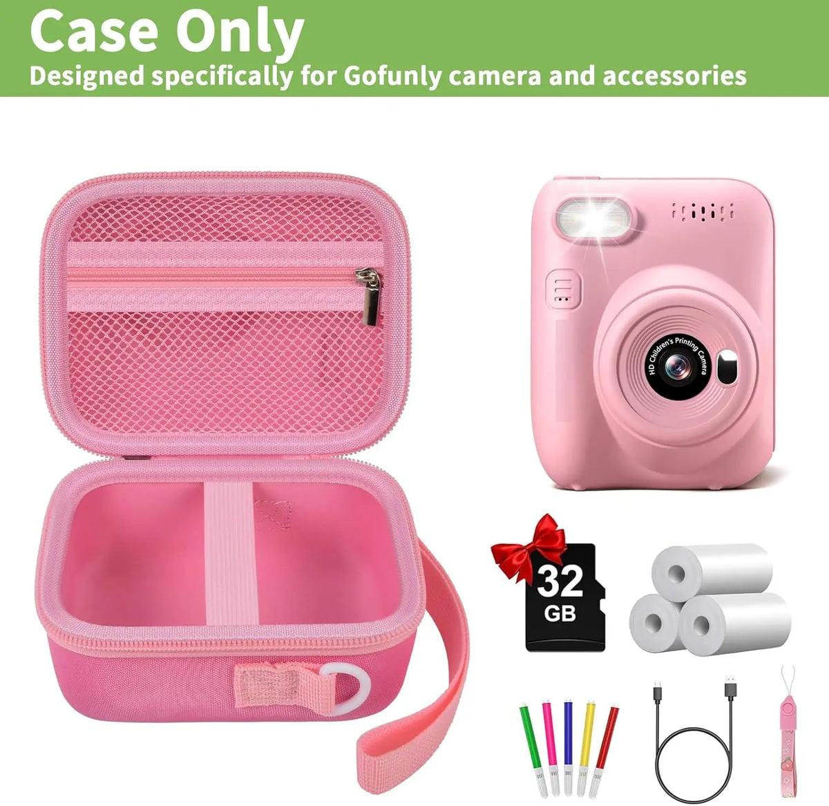 Kids Instant Print Camera Case Bag – Fits Gofunly & More Kids Camera Bag Babs