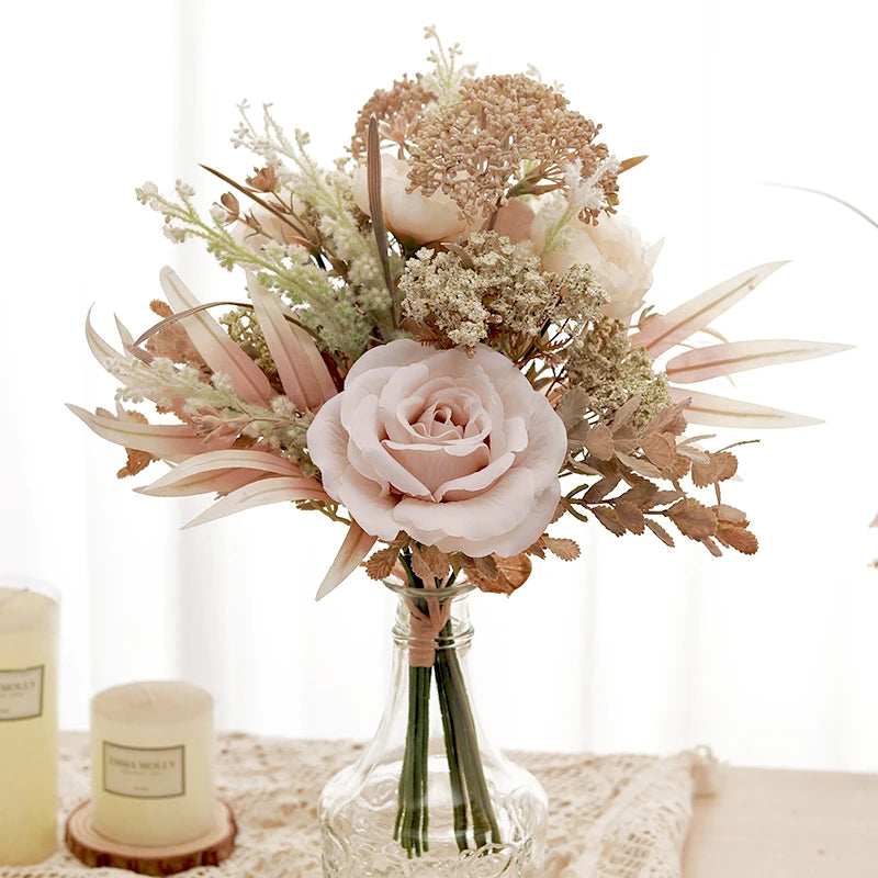 Artificial Silk Peony Rose Eucalyptus Bouquet – Home & Wedding Artificial Flower Bouquet Babs