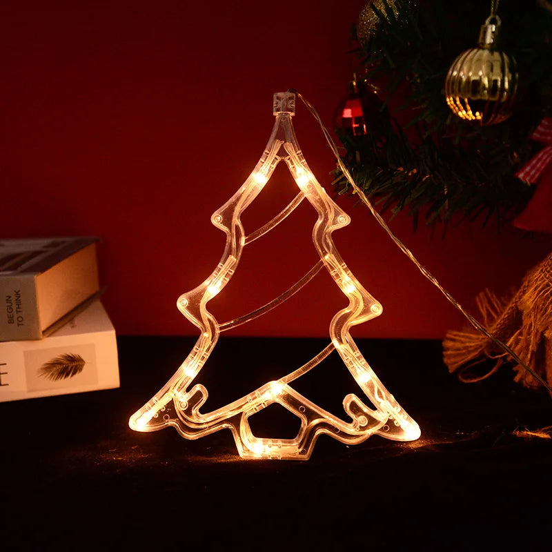 Christmas LED Snowflake Santa Deer Window Sucker Lamp Ornament Christmas LED Ornament Babs Xmas Tree