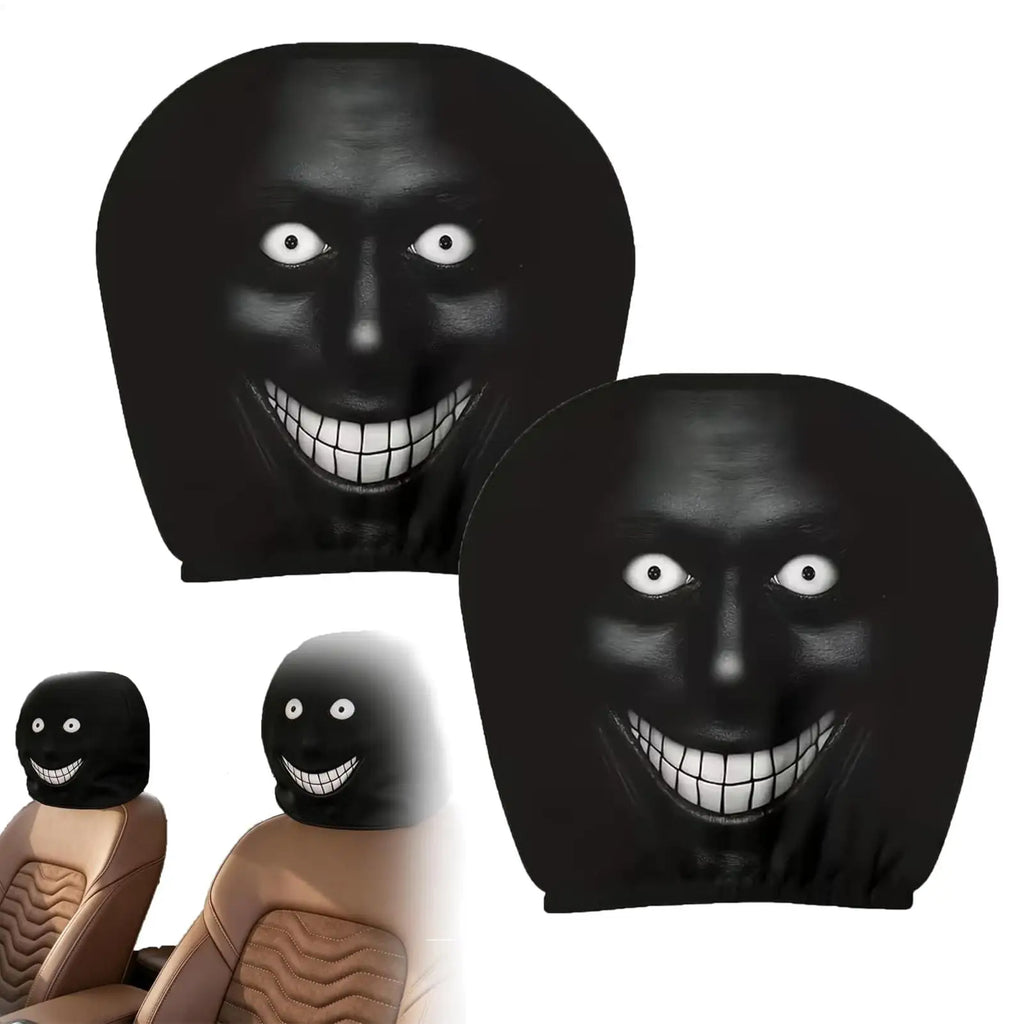 2Pcs Funny Smile Face Car Seat Headrest Covers – Auto Decor Car Headrest Covers Babs