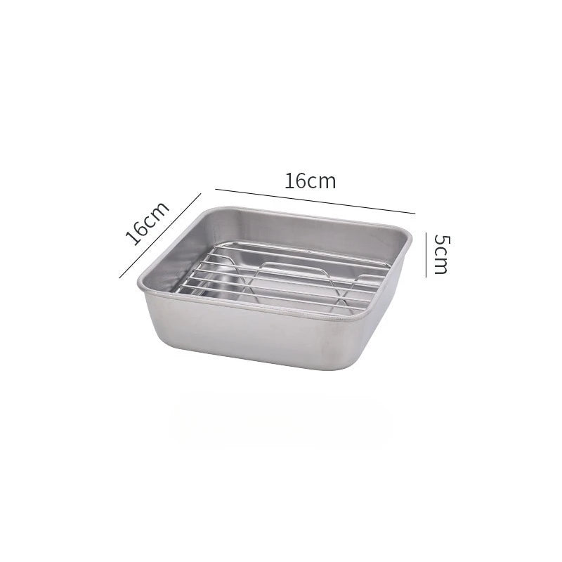 Square Stainless Steel Baking Tray with Grid Rack | Nonstick Baking Tray & Rack Babs 16x16x5 cm with Grid