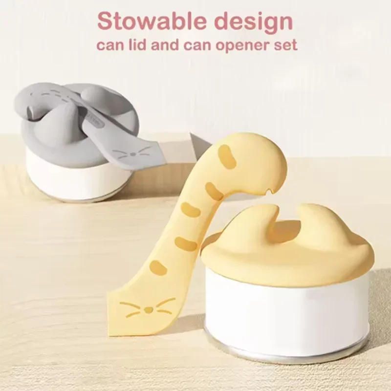 Cat Can Opener, Sealing Lid & Squeeze Spoon Feeding Set Pet Feeding Accessory Set Babs
