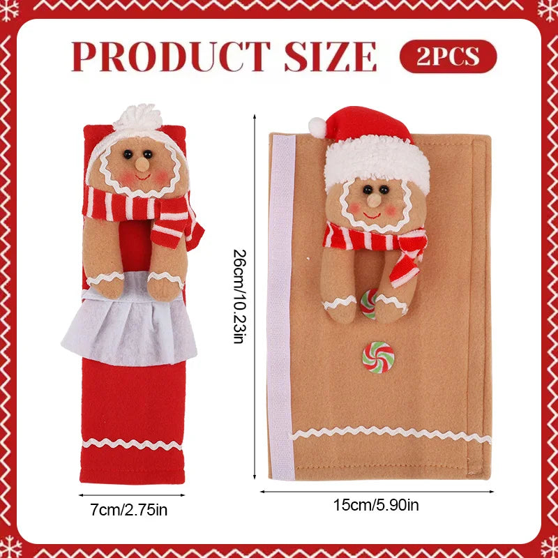 Christmas Gingerbread Man Fridge Handle Covers – Set of 2 Holiday Handle Covers Babs