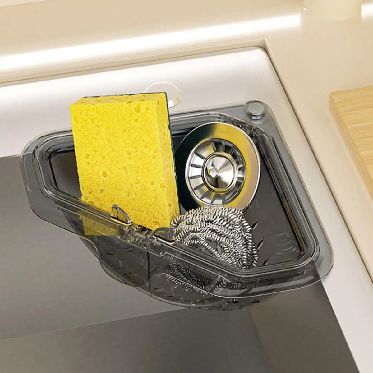 Corner Sink Food Catcher Basket – No-Drill Magnetic Strainer Sink Drain Strainer Babs