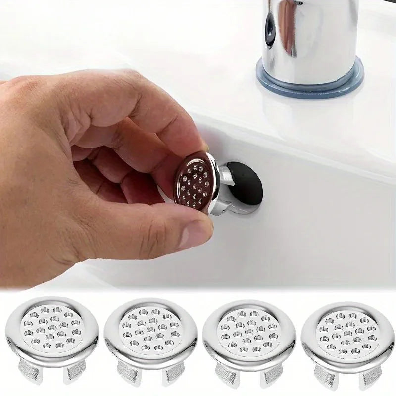 4pcs ABS Basin Sink Overflow Cover Ring & Drain Cap Replacement Overflow Cover Ring Babs