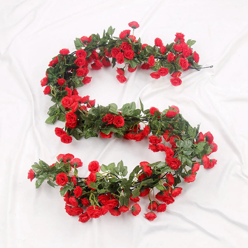Artificial Silk Rose Vine Garland for Wedding & Home Decor Artificial Flower Garland Babs Red 1pc