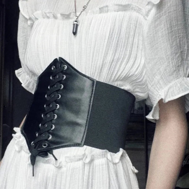 Women's Faux Leather Corset Wide Belt – High Waist Girdle Corset Waist Belt Babs