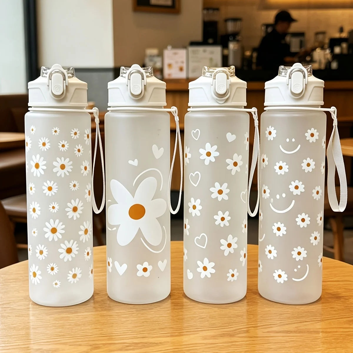750ml Daisy Straw Water Bottle – Travel & Camping Mug Straw Water Bottle Babs