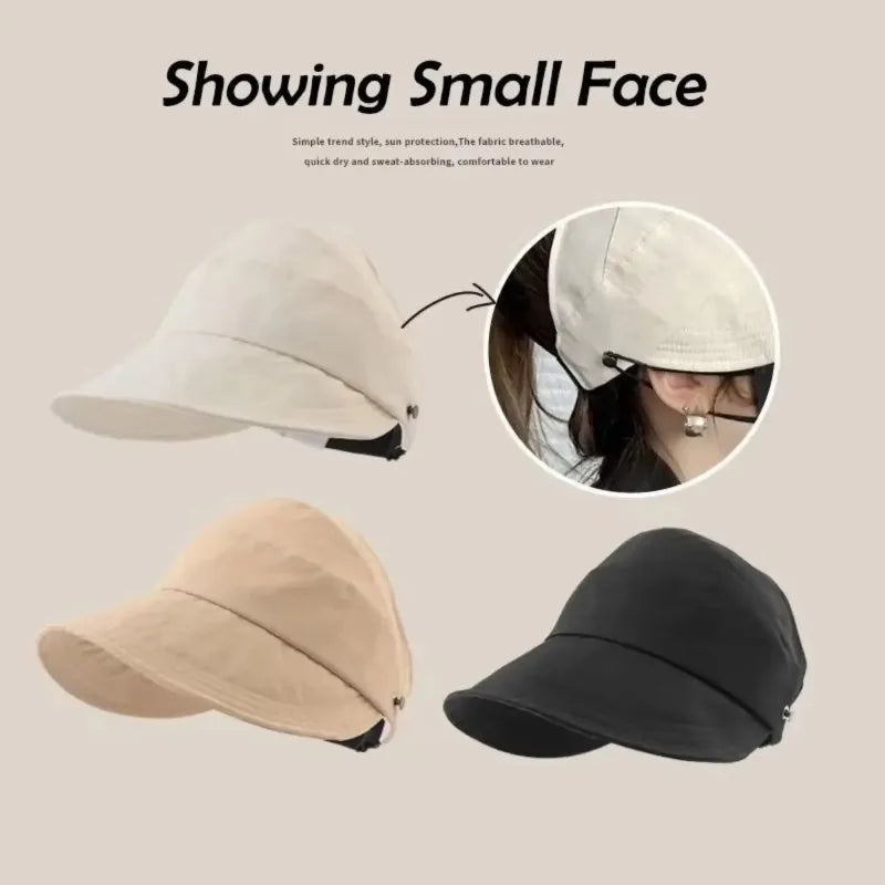Foldable Wide Brim Ponytail Sun Hat – Adjustable Beach Cap Wide Brim Sun Hat Babs