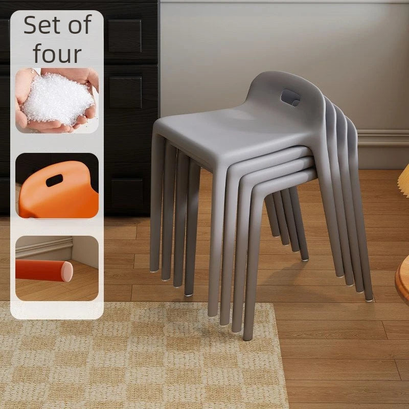 Modern Stackable Plastic Stool – Minimalist Bedroom & Living Room Stackable Plastic Stool Babs Grey