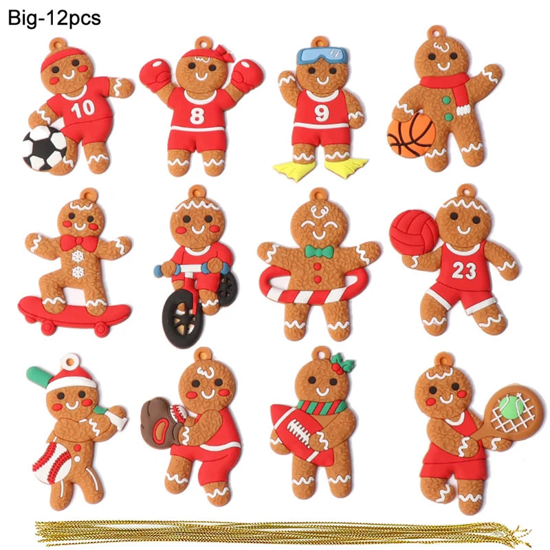 Gingerbread Man Christmas Tree Ornaments – Hanging Pendants Christmas Tree Ornaments Babs 12Pcs-F