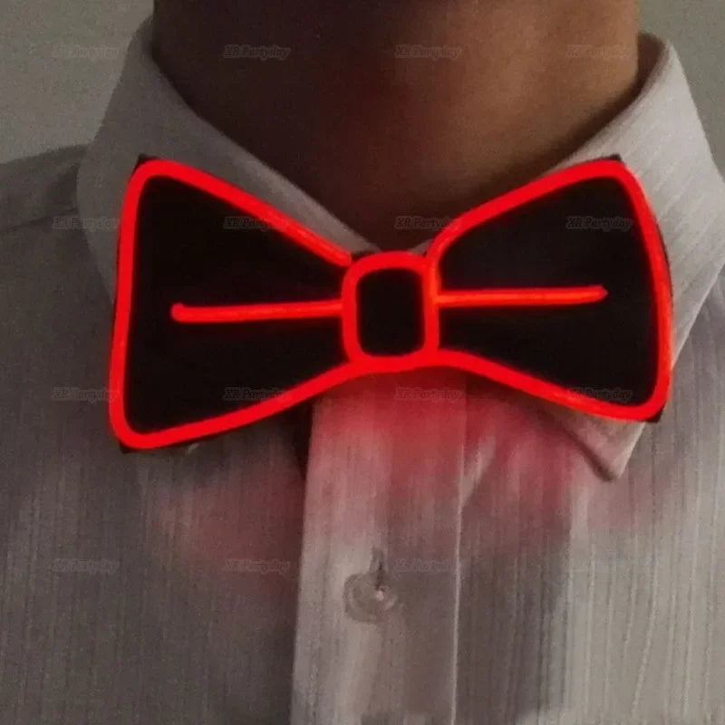 LED Light Up Suspenders & Bow Tie Set – Glow Party Costume LED Costume Accessories Babs red bow
