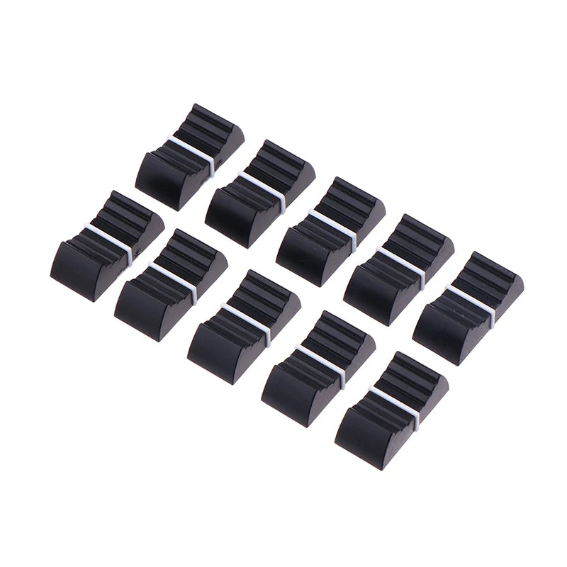 10-Pack Ribbed Fader Knob Caps for Mixer & Audio Desks Mixer Knob Caps Babs Black
