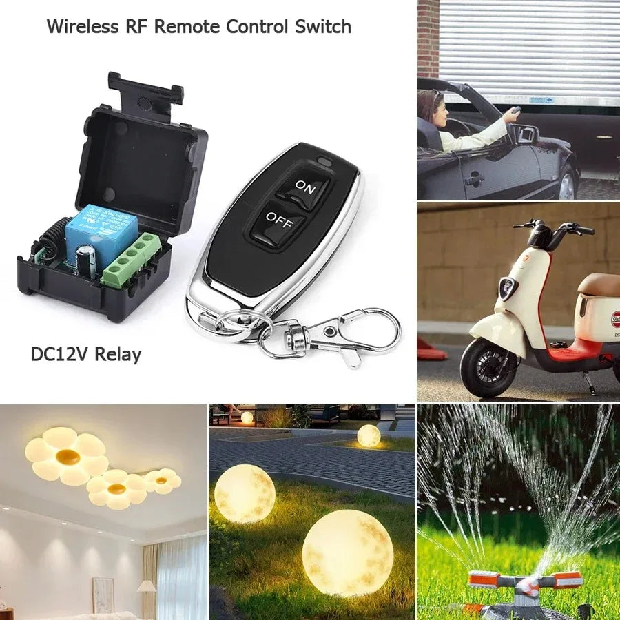 433MHz RF Wireless Relay Switch DC 12V 2-Channel Remote Control RF Relay Switch Babs
