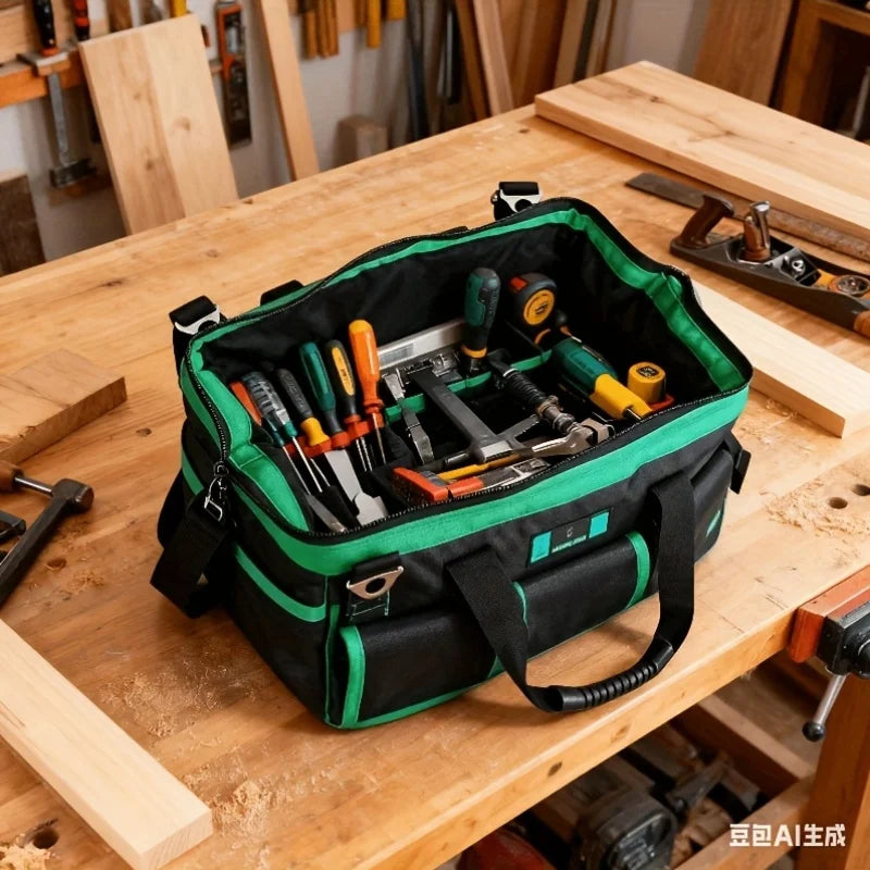 Heavy Duty Wide-Mouth Tool Bag | Large Zipper Organizer Tool Storage Bag Babs